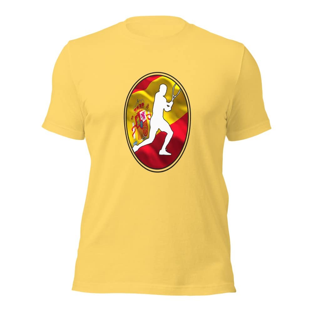 Carlos Alcaraz Tennis Spain Flag Racquet Silhouette Unisex Cotton Short Sleeve Shirt
