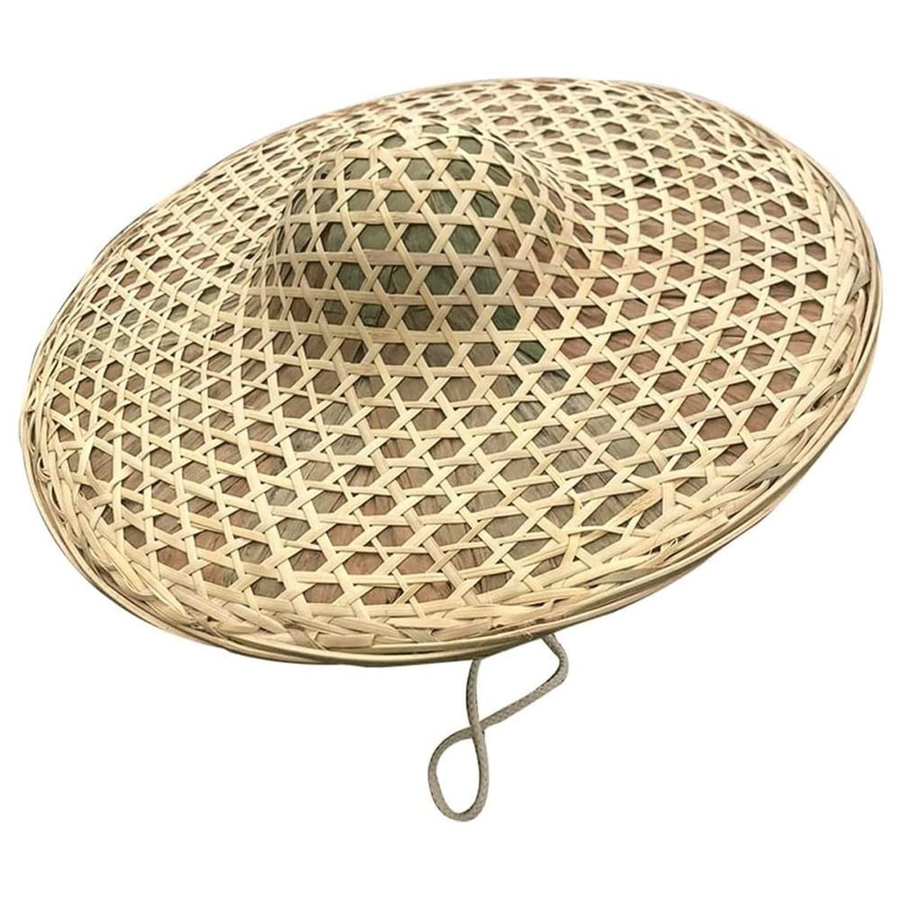 FIDDAA Big Eaves Bamboo Hat Hat, Leaf Rain-Proof Sunshade Hat, Fishing Hat, Dance Props, Decoration