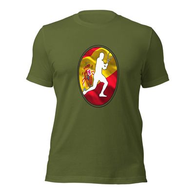 Carlos Alcaraz Tennis Spain Flag Racquet Silhouette Unisex Cotton Short Sleeve Shirt
