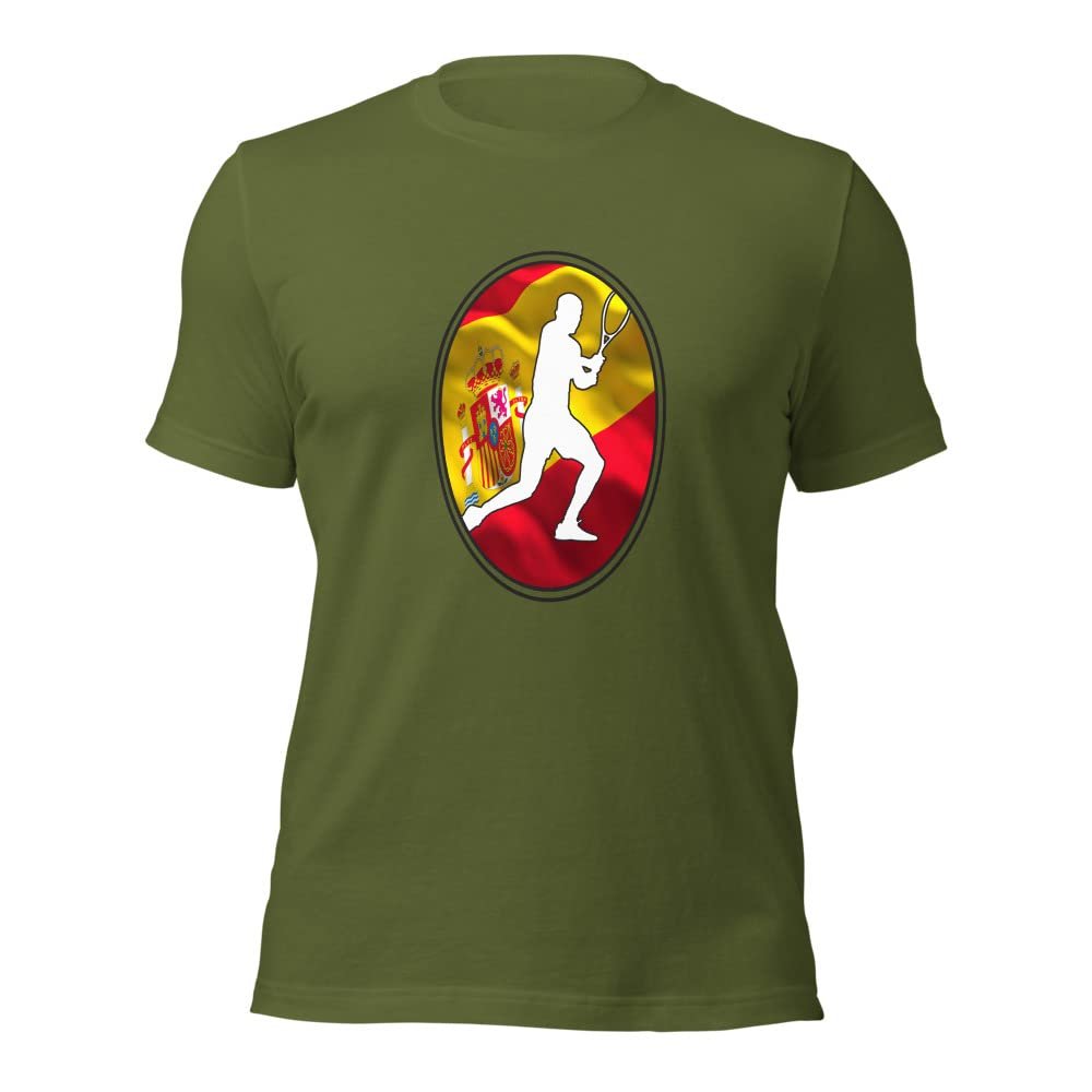Carlos Alcaraz Tennis Spain Flag Racquet Silhouette Unisex Cotton Short Sleeve Shirt