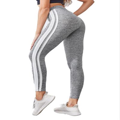 DANCOLOR Striped Tape Side Leggings Soft Tummy Control Slimming Yoga Pants Workout Running Fitness Girl Sport Active (Size : Small)
