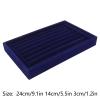 Jewelry Box, Jewelry Storage, 7 Slots Ring Earrings Tray Multifunctional Space Saving Blue Velvet Jewelry Display Case Display Organizer view 3