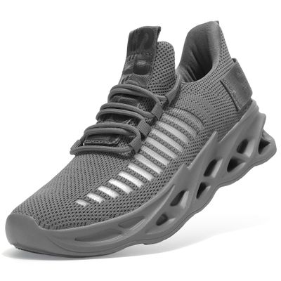TSIODFO Men's Tennis Shoes Slip on Gym Workout Walking Athletic Sneakers Dark Grey Size 10