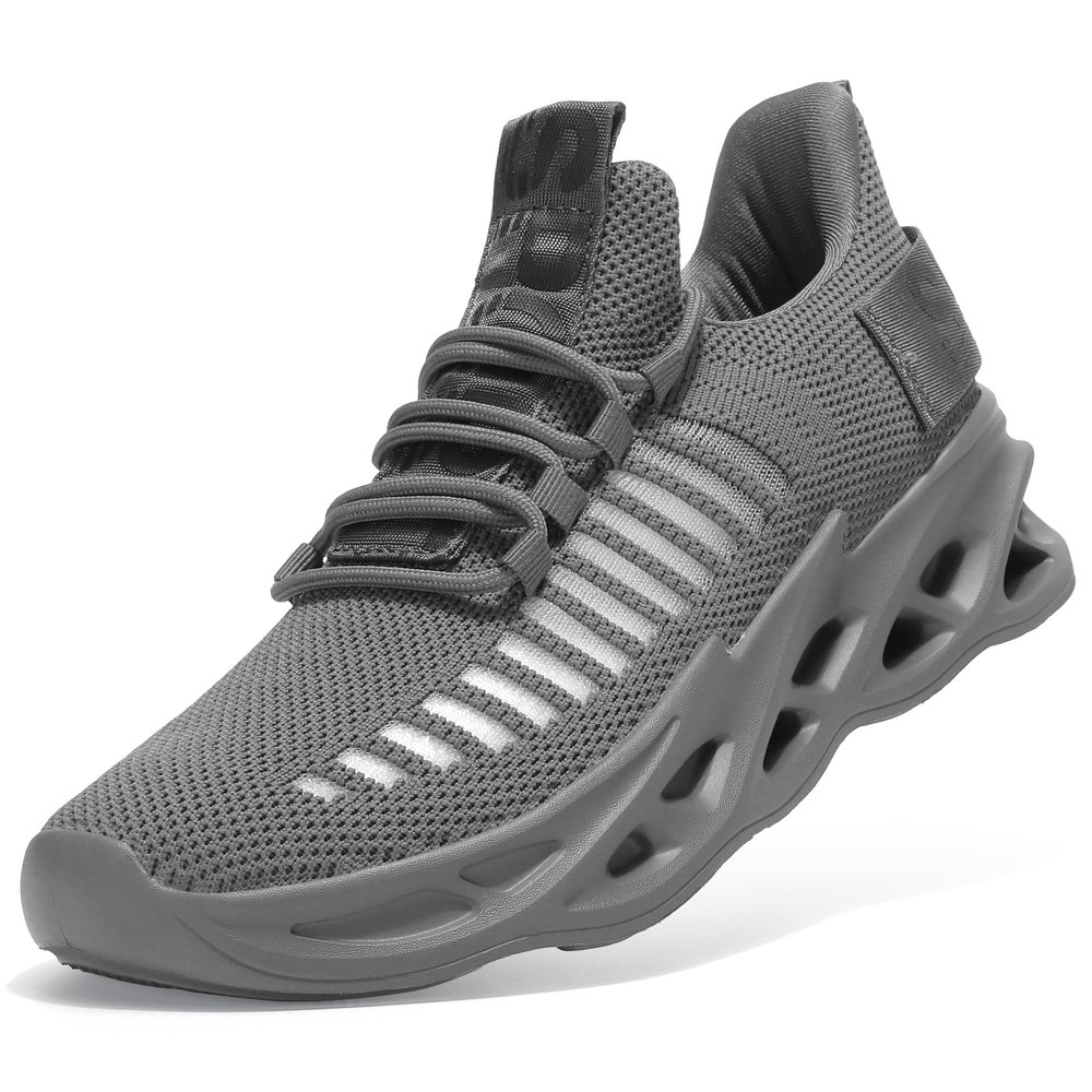 TSIODFO Men's Tennis Shoes Slip on Gym Workout Walking Athletic Sneakers Dark Grey Size 10
