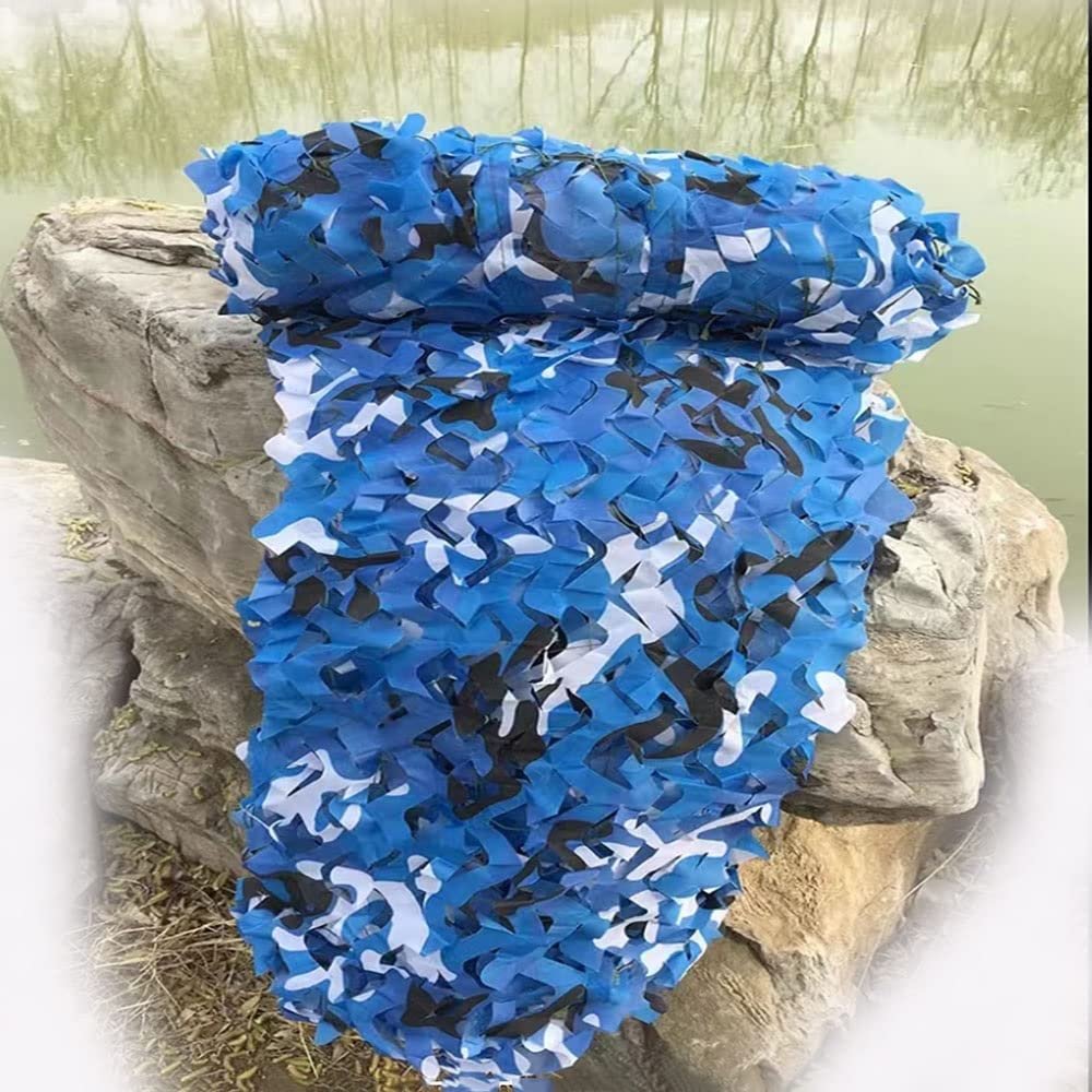 DIBAKO Blue Camo Net 5x10ft 10x16ft 10x20ft, 13x16ft 13x20ft 16.4x20ft 10x10ft, Military Camouflage Netting, Mesh Sun Shade for Courtyard Awning Party Ocean Swimming Pool (Size : 1.5mx1.5m/5x5ft)