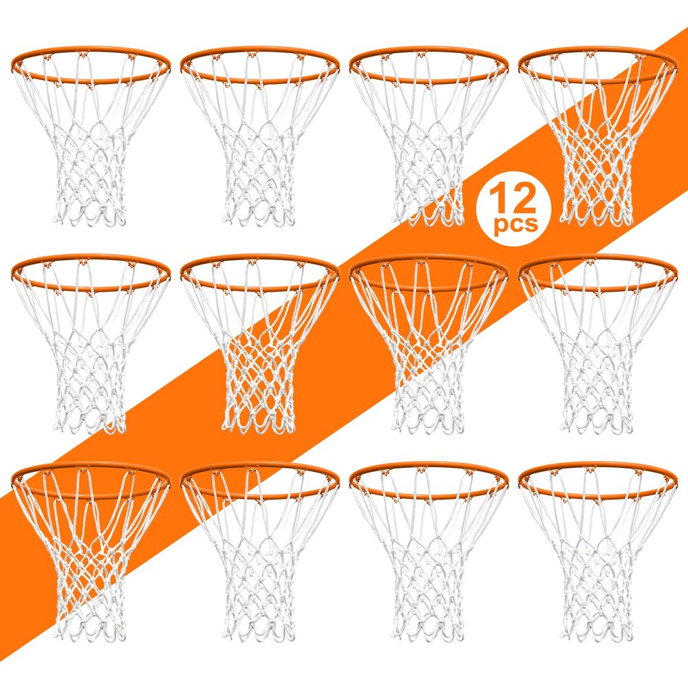 NEIJIANG Basketball Net Replacement Outdoor, Upgraded Thickening Heavy Duty, All Weather Anti Whip, Fits Standard Indoor or Outdoor 12 Loops Rim