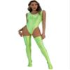 YiZYiF Women's 70D Oil Glossy High Cut Bodysuit One Piece Thong Nylon Tights with Stockings Set Fluorescent Green X-Large view 4