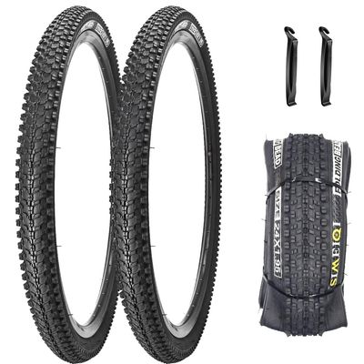 2 Pack Anti-Puncture 24x1.95 Bike Tires with 2 Levers and with or Without 2 Inner Tubes (24x1.95-2 Tires 2 Levers)