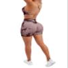 SUUKSESS Women Seamless 2 piece Workout Sets Strappy Padded Sports Bra Booty High Waisted Shorts Outfits (Wine Red Tie Dye,M) view 3