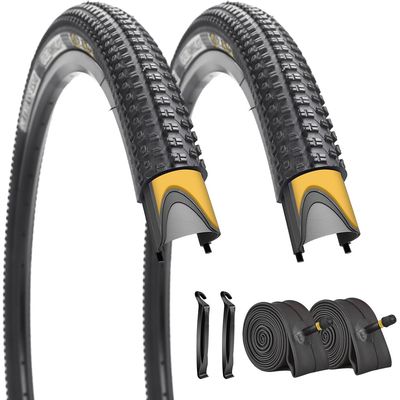 2 Pack Anti-Puncture 27.5"x1.95" Inch Bike Tires with 2 Levers and with or Without 2 Inner Tubes (27.5x1.95-2 Tires 2 Tubes 2 Levers)