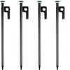 4 Pack Tent Stakes Heavy Duty Metal Tent Pegs with 10in Steel Tent Stakes+Fluorescent Silicone Rings+Special Bag for Camping Used on Rocks, Grassland (10in - 4 Pack) view 1