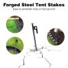 4 Pack Tent Stakes Heavy Duty Metal Tent Pegs with 10in Steel Tent Stakes+Fluorescent Silicone Rings+Special Bag for Camping Used on Rocks, Grassland (10in - 4 Pack) view 2