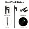 4 Pack Tent Stakes Heavy Duty Metal Tent Pegs with 10in Steel Tent Stakes+Fluorescent Silicone Rings+Special Bag for Camping Used on Rocks, Grassland (10in - 4 Pack) view 4