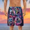Raccoon Bar Men's Quick Dry - Love Animal Hawaiian Shorts for Men - Beach Shorts Swim Trunks Set 5 (TND-LN-1) Size 3XL view 3