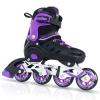 Purple Inline Skates for Youth Girls Women, 4 Sizes Adjustable Blades Roller Skates with Ankle Support, Adjustable Strap, 90mm Wheels and Soft Boot Fit for Skating, Roller Derby, Street Hockey view 1