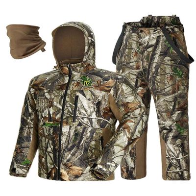 TIDEWE Hunting Clothes for Men with Face Mask, Silent Waterproof Hunting Jacket and Adjustable Bibs, Insulated-Lined, Safety Strap Compatible (Next Camo G2 Size M)