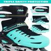 Teal Inline Skates for Youth Girls Women, 4 Sizes Adjustable Blades Roller Skates with Ankle Support, Adjustable Strap, 84mm Wheels and Soft Boot Fit for Skating, Roller Derby, Street Hockey view 3
