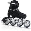 Black Inline Skates for Youth Boys Men, 4 Sizes Adjustable Blades Roller Skates with Ankle Support, Adjustable Strap, 90mm Wheels and Soft Boot Fit for Skating, Roller Derby, Street Hockey