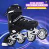 Black Inline Skates for Youth Boys Men, 4 Sizes Adjustable Blades Roller Skates with Ankle Support, Adjustable Strap, 90mm Wheels and Soft Boot Fit for Skating, Roller Derby, Street Hockey view 4