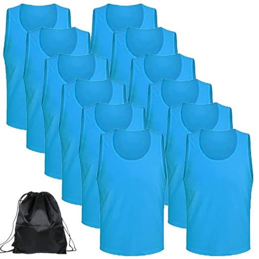 12 pcs Soccer Scrimmage Practice Vests Reversible Team Pennies with Belt Adult Kids Mesh Scrimmage Lightweight Jersey