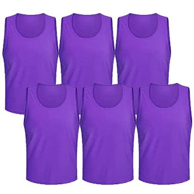 6 pcs Soccer Scrimmage Practice Vests Reversible Team Pennies with Belt Adult Kids Mesh Scrimmage Lightweight Jersey
