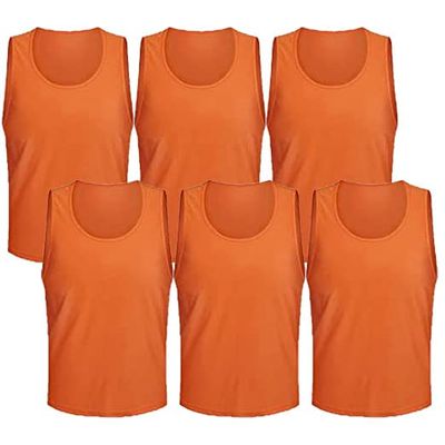 6 pcs Soccer Scrimmage Practice Vests Reversible Team Pennies with Belt Adult Kids Mesh Scrimmage Lightweight Jersey