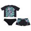 HULIJA Teens Girls Flower Frinted Short Sleeve Top with Briefs Shorts Rash Guard 3 Pcs Swimwear Set Black 8 Years view 1