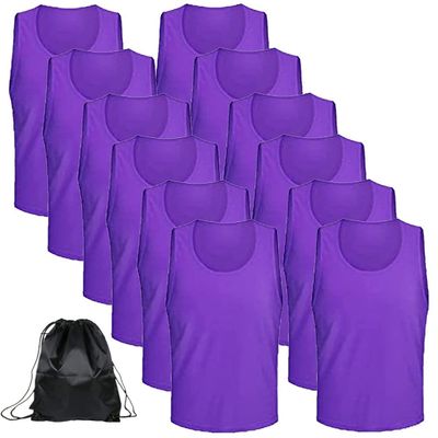 12 pcs Soccer Scrimmage Practice Vests Reversible Team Pennies with Belt Adult Kids Mesh Scrimmage Lightweight Jersey
