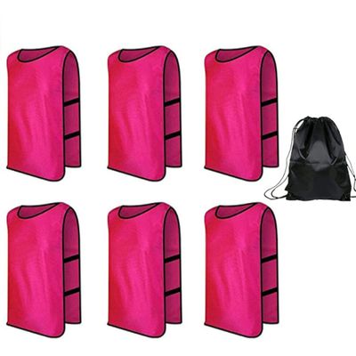 6 pcs Soccer Scrimmage Practice Vests Reversible Team Pennies with Belt Adult Kids Mesh Scrimmage ventilate Jersey