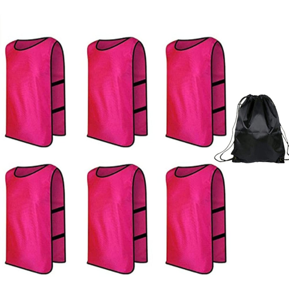 6 pcs Soccer Scrimmage Practice Vests Reversible Team Pennies with Belt Adult Kids Mesh Scrimmage ventilate Jersey