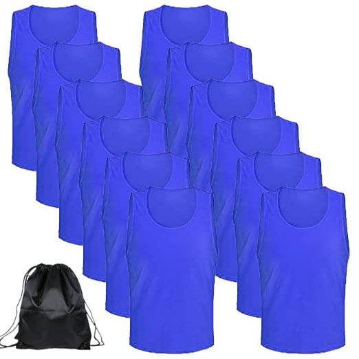 12 pcs Soccer Scrimmage Practice Vests Reversible Team Pennies with Belt Adult Kids Mesh Scrimmage Lightweight Jersey