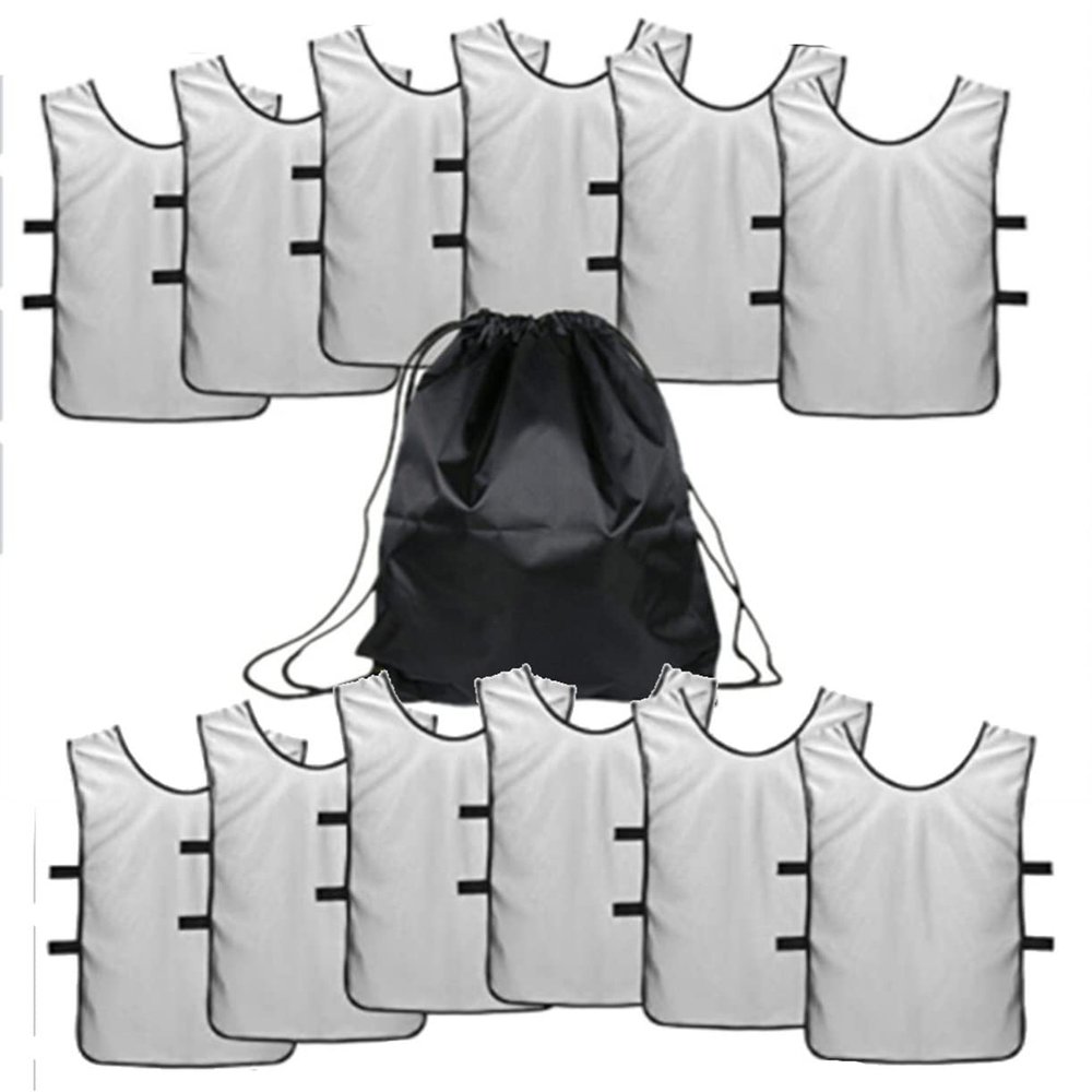 12 pcs Soccer Scrimmage Practice Vests Reversible Team Pennies with Belt Adult Kids Mesh Scrimmage ventilate Jersey