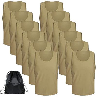 12 pcs Soccer Scrimmage Practice Vests Reversible Team Pennies with Belt Adult Kids Mesh Scrimmage Lightweight Jersey