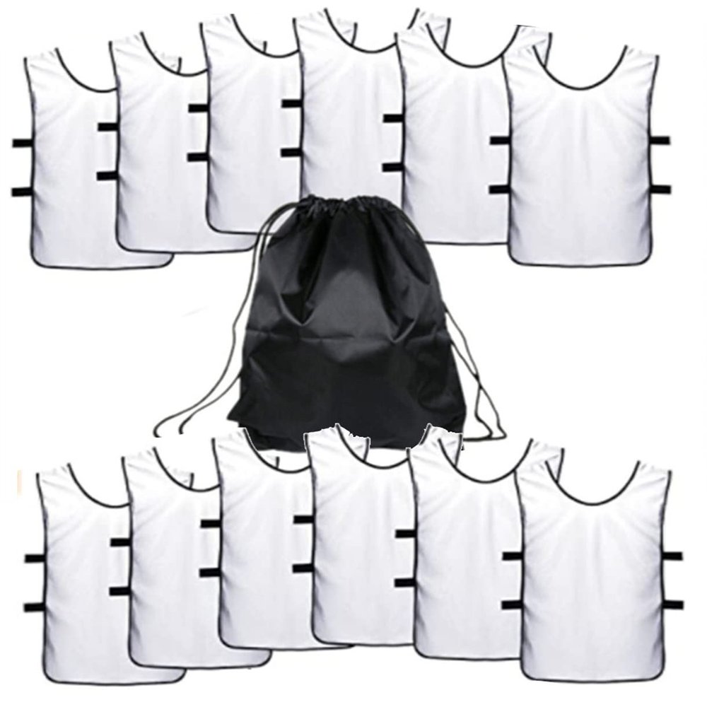 12 pcs Soccer Scrimmage Practice Vests Reversible Team Pennies with Belt Adult Kids Mesh Scrimmage ventilate Jersey
