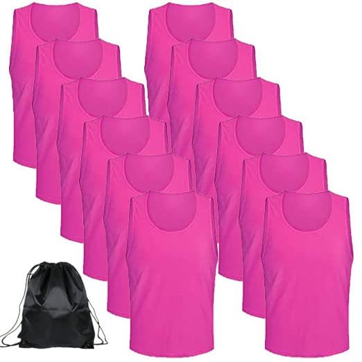 12 pcs Soccer Scrimmage Practice Vests Reversible Team Pennies with Belt Adult Kids Mesh Scrimmage Lightweight Jersey