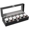 Uten Watch Boxes 6 Slots, Watch Display Storage Box PU Jewelry Collection Case Organiser Holder view 1