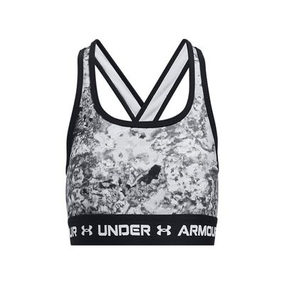 Under Armour Girl's Cross-Back Mid Printed (Big Kids) Pitch Gray/White XL (18-20 Big Kid)