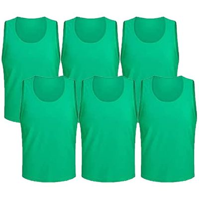 6 pcs Soccer Scrimmage Practice Vests Reversible Team Pennies with Belt Adult Kids Mesh Scrimmage Lightweight Jersey