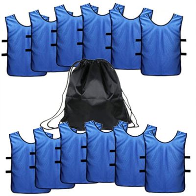 12 pcs Soccer Scrimmage Practice Vests Reversible Team Pennies with Belt Adult Kids Mesh Scrimmage ventilate Jersey