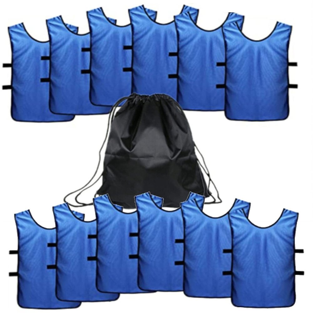 12 pcs Soccer Scrimmage Practice Vests Reversible Team Pennies with Belt Adult Kids Mesh Scrimmage ventilate Jersey
