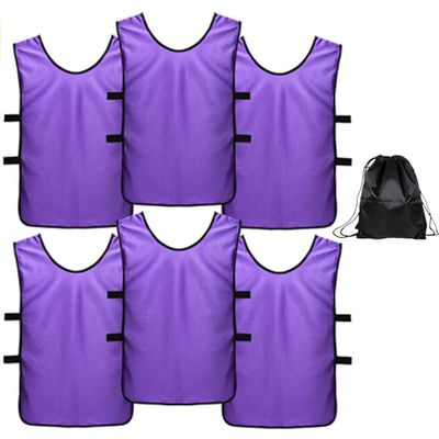 6 pcs Soccer Scrimmage Practice Vests Reversible Team Pennies with Belt Adult Kids Mesh Scrimmage ventilate Jersey