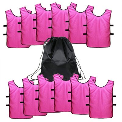 12 pcs Soccer Scrimmage Practice Vests Reversible Team Pennies with Belt Adult Kids Mesh Scrimmage ventilate Jersey