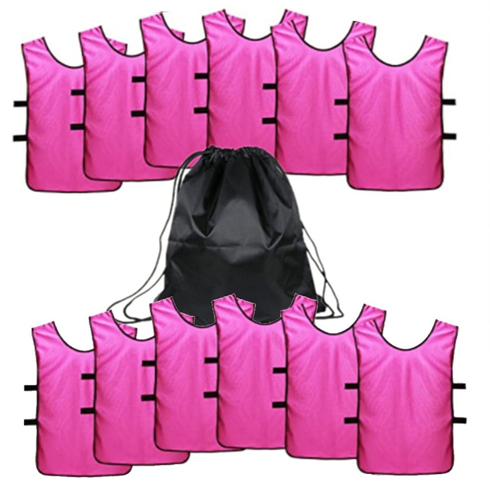 12 pcs Soccer Scrimmage Practice Vests Reversible Team Pennies with Belt Adult Kids Mesh Scrimmage ventilate Jersey