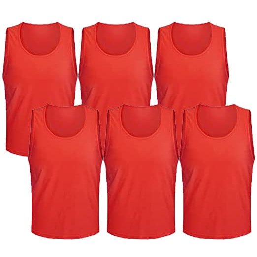 6 pcs Soccer Scrimmage Practice Vests Reversible Team Pennies with Belt Adult Kids Mesh Scrimmage Lightweight Jersey