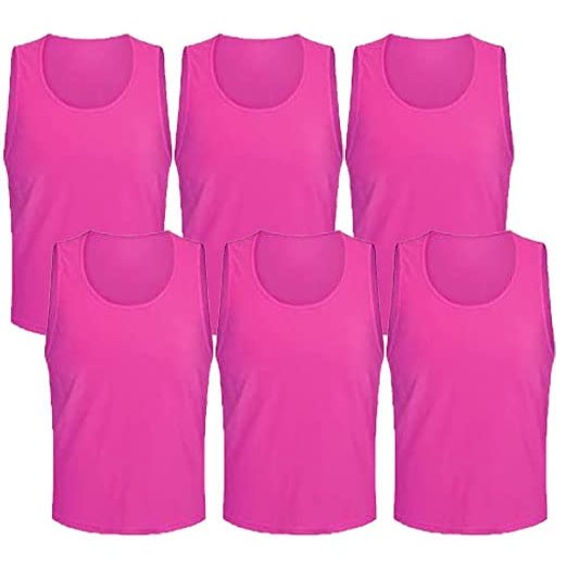 6 pcs Soccer Scrimmage Practice Vests Reversible Team Pennies with Belt Adult Kids Mesh Scrimmage Lightweight Jersey