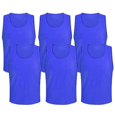 6 pcs Soccer Scrimmage Practice Vests Reversible Team Pennies with Belt Adult Kids Mesh Scrimmage Lightweight Jersey