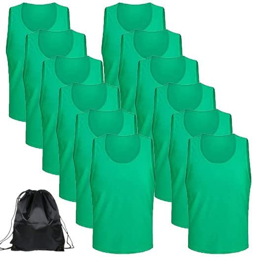 12 pcs Soccer Scrimmage Practice Vests Reversible Team Pennies with Belt Adult Kids Mesh Scrimmage Lightweight Jersey