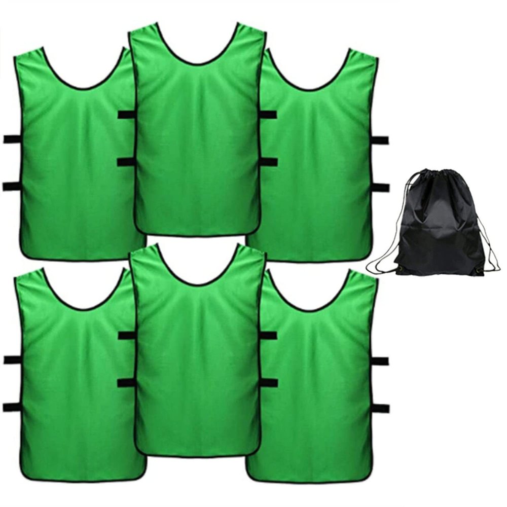 6 pcs Soccer Scrimmage Practice Vests Reversible Team Pennies with Belt Adult Kids Mesh Scrimmage ventilate Jersey