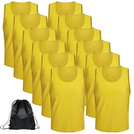 12 pcs Soccer Scrimmage Practice Vests Reversible Team Pennies with Belt Adult Kids Mesh Scrimmage Lightweight Jersey