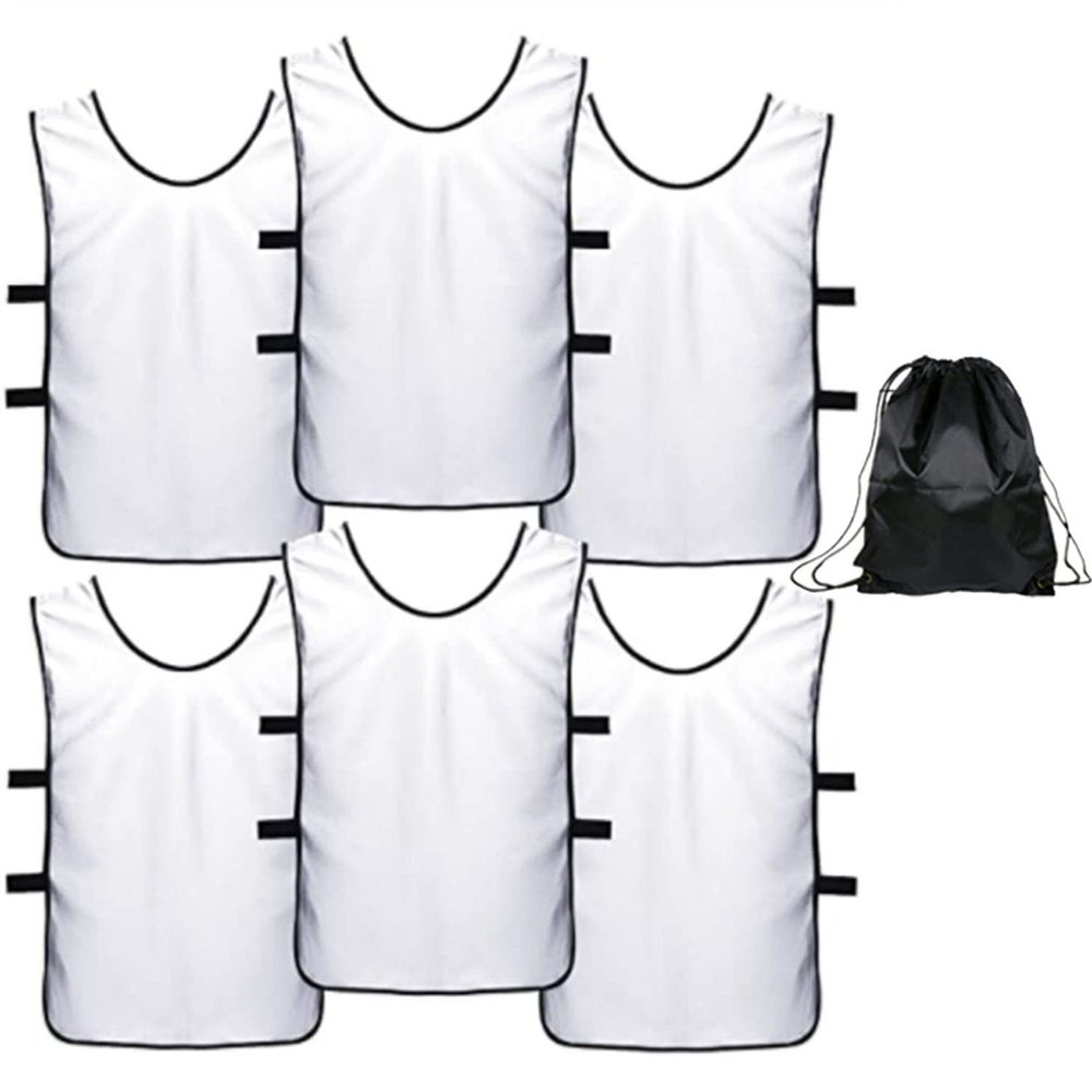 6 pcs Soccer Scrimmage Practice Vests Reversible Team Pennies with Belt Adult Kids Mesh Scrimmage ventilate Jersey